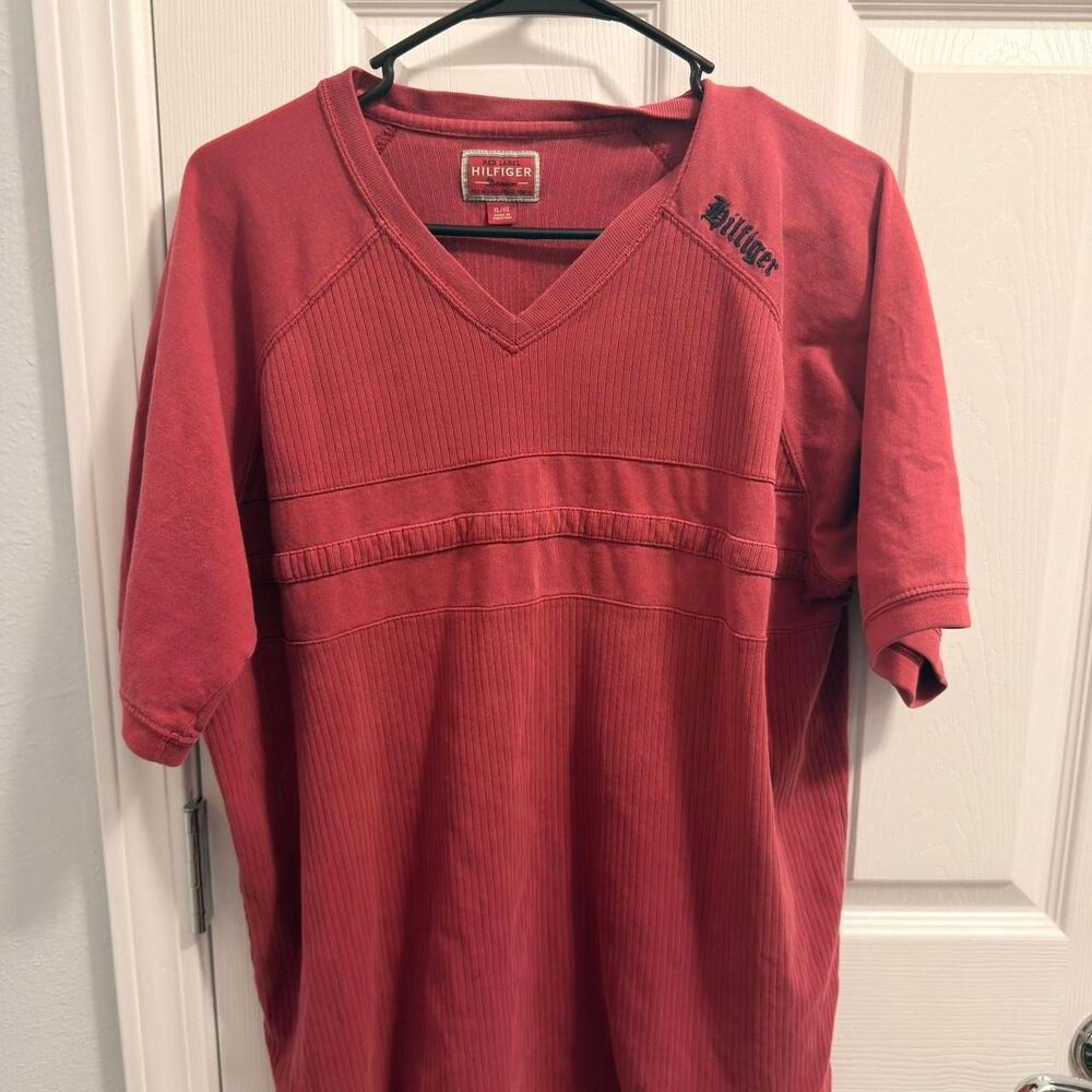 (2004-2008) Hilfiger Denim Red Label Raglan Shirt - Barn Red - XL